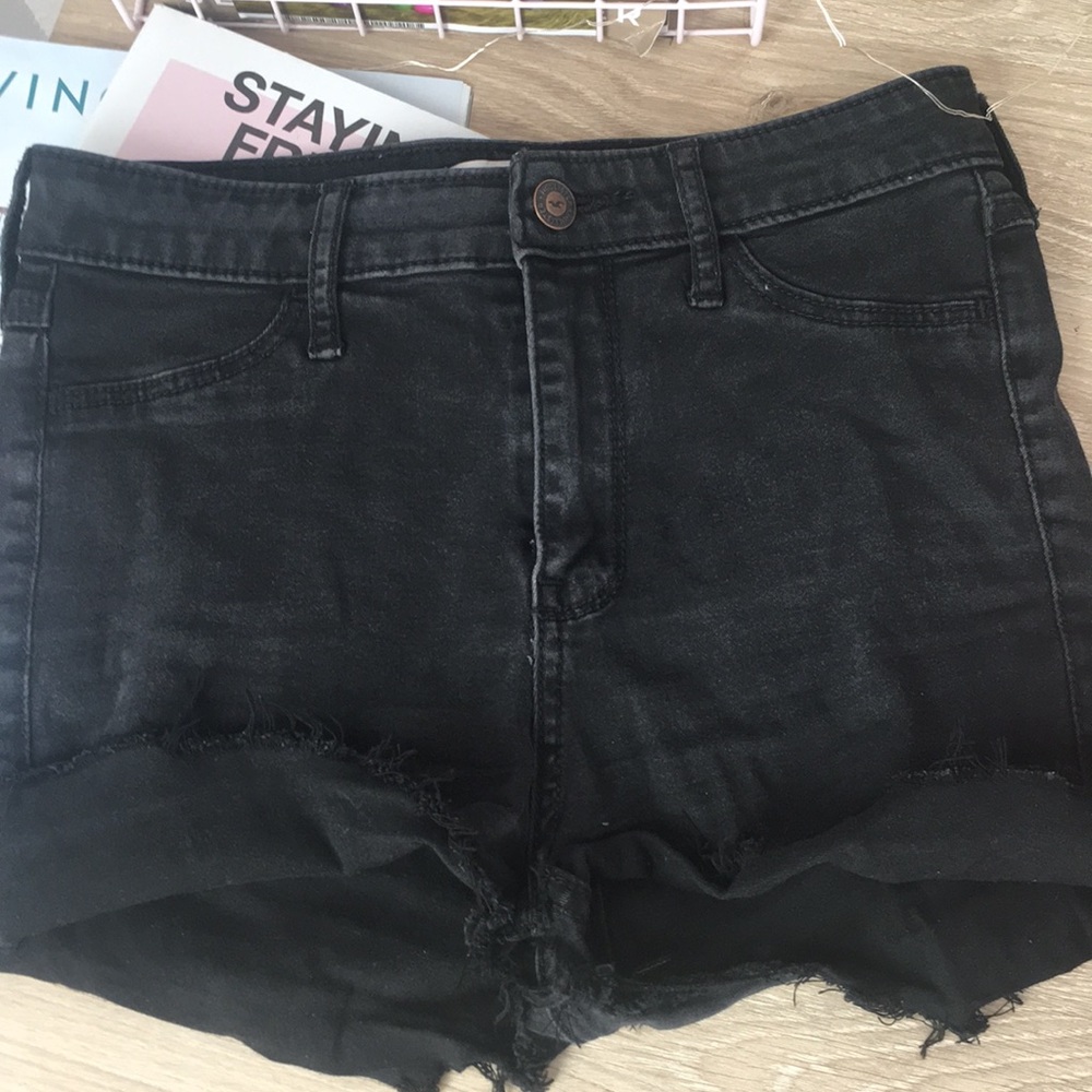hollister black high waist hi rise denim shorts